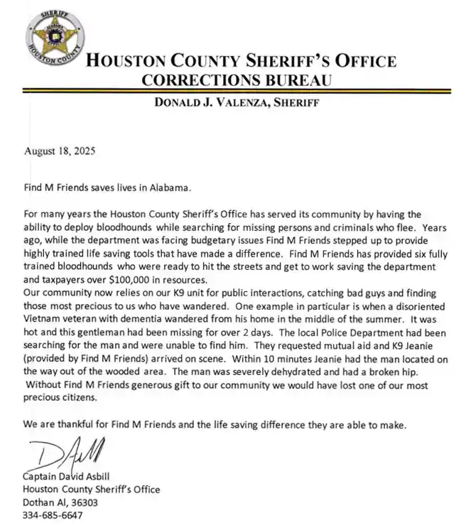 Houston County, Alabama Sheriff's Office testimonial.